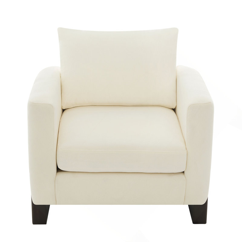 Fauteuil club moderne avec pieds en bois d'hévéa pour salon, chambre à coucher ou bureau, Beige
