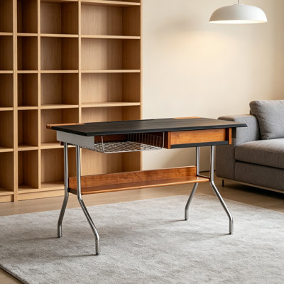 Modern Practical Solid Wood Stainless Steel Desk