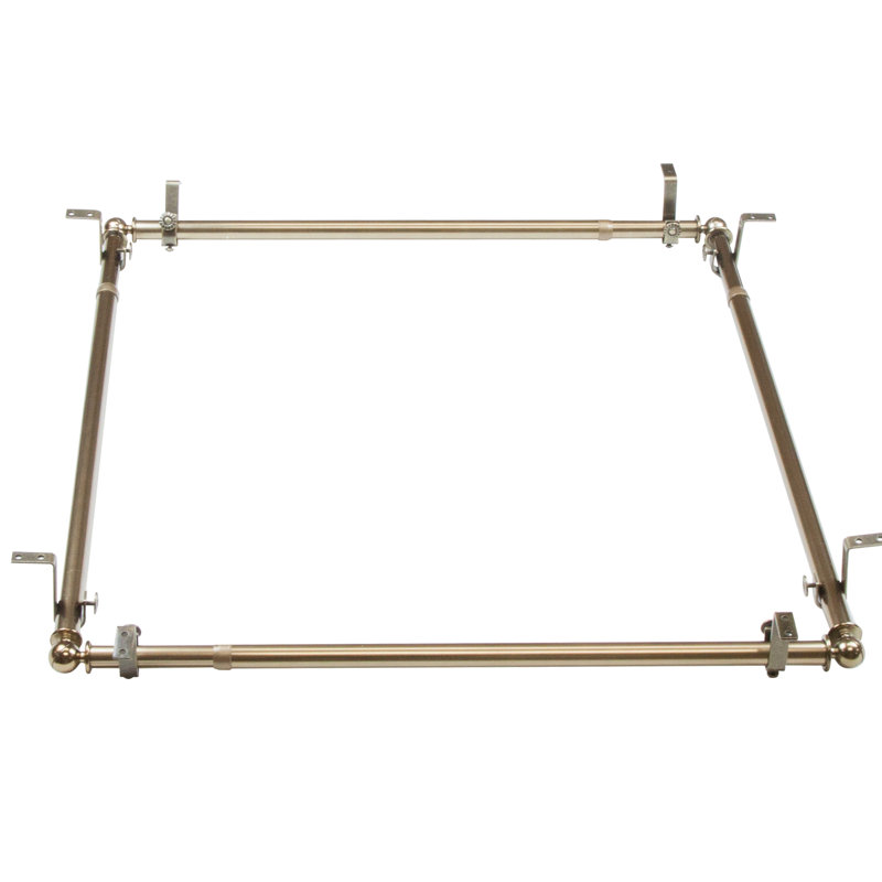 Tringle à rideaux simple réglable de 66 à 120 po Serna, Laiton antique, H 2,5 po x l 120 po x P 2,75 po