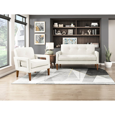 Salon 2 pièces de style moderne avec revêtement en chenille beige, ressorts ensachés et pieds en bois massif, dossier amovible et housses pour meubles de chambre, design, coussins réversibles,