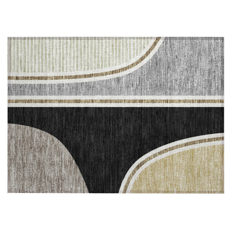 Machine Washable Indoor/Outdoor Chantille ACN2505 Modern Rug, Rectangle 1'8" x 2'6", Black
