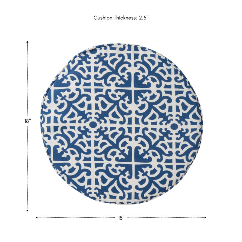 Outdoor Round Dining Chair Seat Pad, Indigo