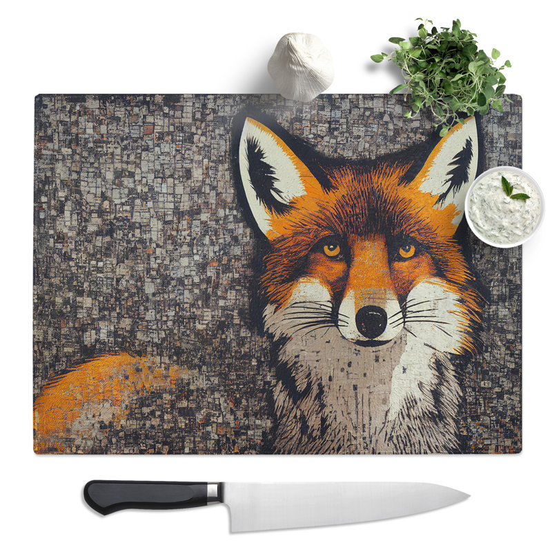 Cracking Fox  Glass Chopping Board