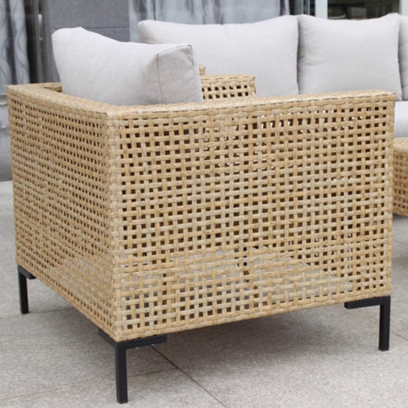 Fauteuil d'extérieur imperméable de style rotin, Beige, Gris