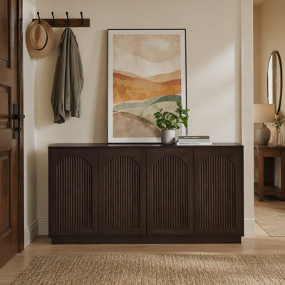 Meuble télé / buffet / armoire de rangement 64 po avec portes magnétiques - Convient aux téléviseurs de 74 po ou moins; Meuble audio-vidéo avec espace de rangement et tablettes réglables - console multimédia moderne