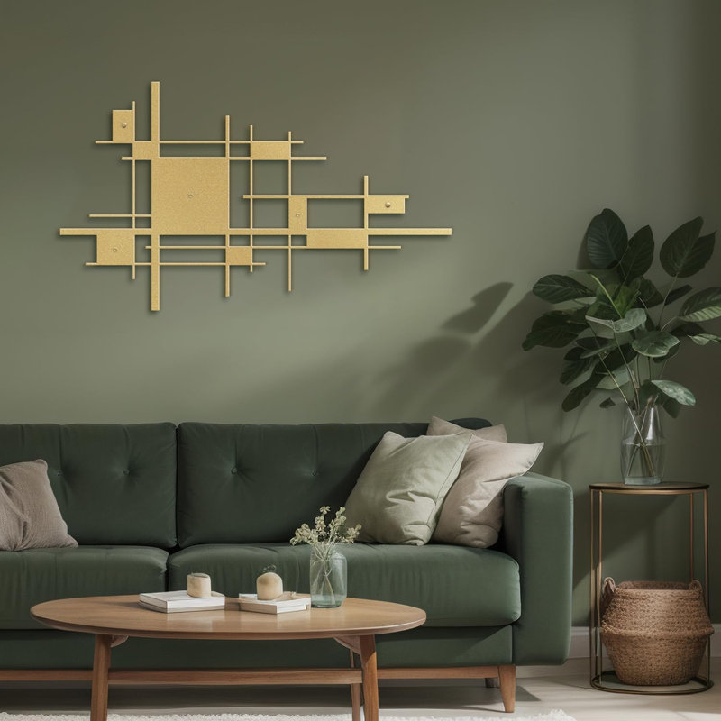 Décoration murale en métal, H 12 po x l 24 po x P 0,05 po, Or