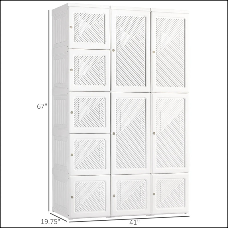 Armoire pliante portative avec plusieurs compartiments et tringle