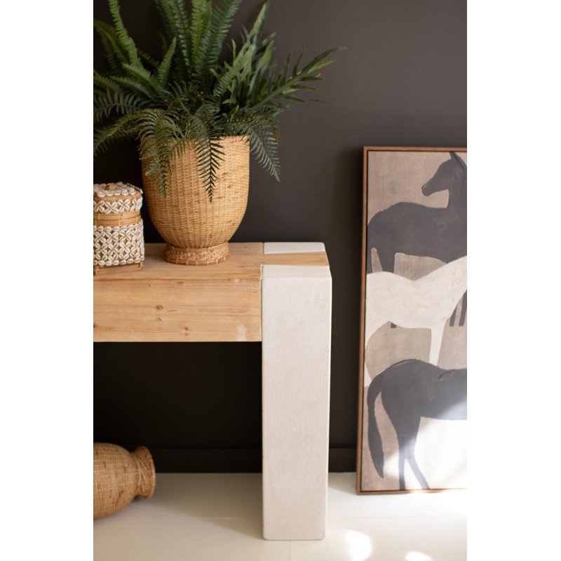Console texturée avec plateau en bois