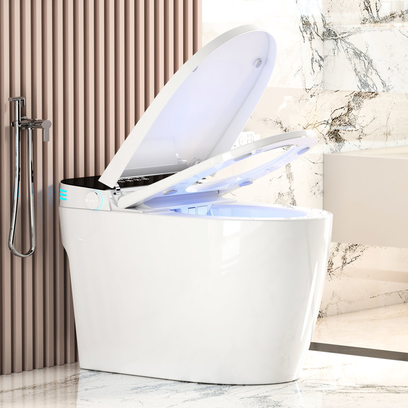 Portable Intelligent Toilet With Built - In Bidet, Heated Seat, Auto Flush, And Warm Air Drying Siphonic Jet, Battery Backup, Various Flushing Modes Water, Remote Control, Led Display Jet For
