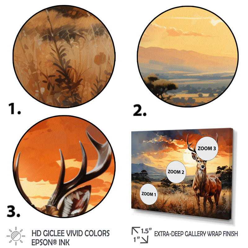 Blim " Gazelle Landscape II ", H 12 po x l 20 po x P 1 po, Cadre flottant doré