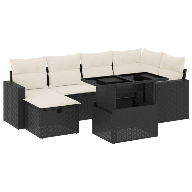 Ensemble de canapé de jardin en rotin PE Vidaxl, acier thermolaqué, polyester
