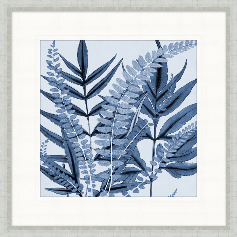 Feuillage Indigo stratifié sur papier 6 reproductions encadrées