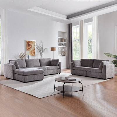 Modern Living Room Set With Ottoman
