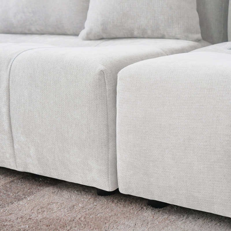 Chaise sans accoudoirs en tissu Kay, Blanc