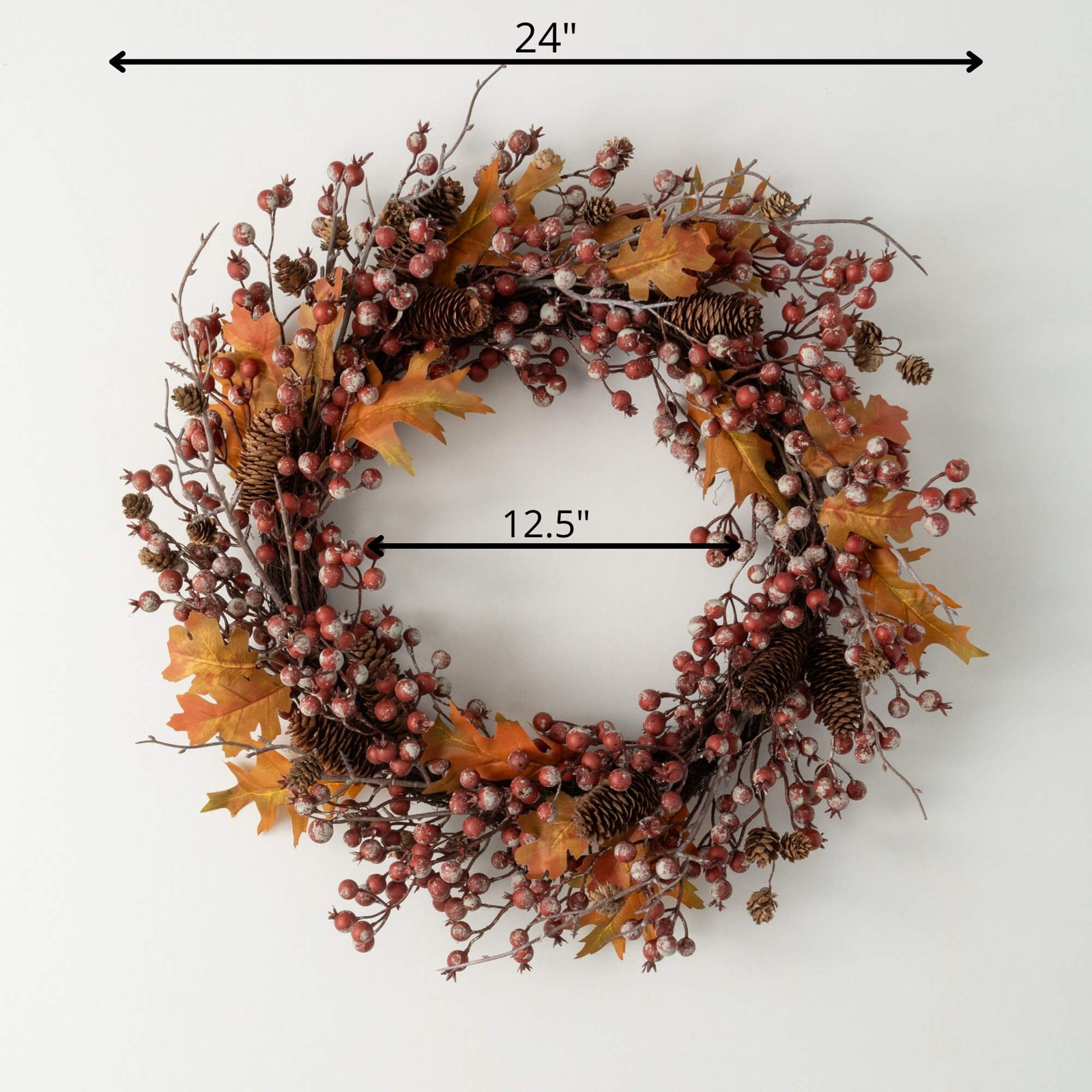 24" Artificial Rustic Berry Leaf Fall Wreath