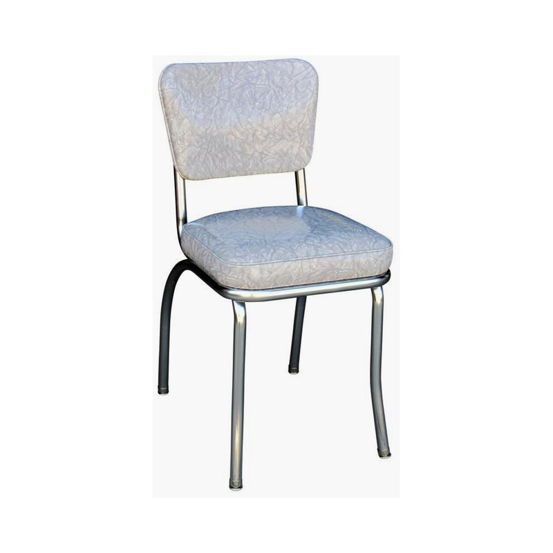 Chaise de salle à manger rembourrée rétro, Gris glace craquelée
