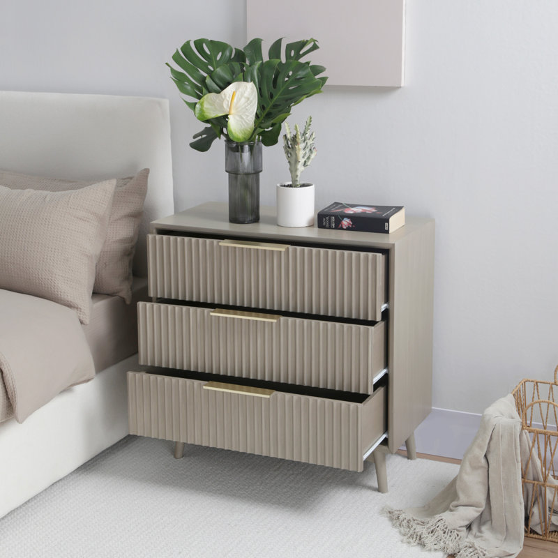 75 cm W Chest of 3 Drawers, Grey