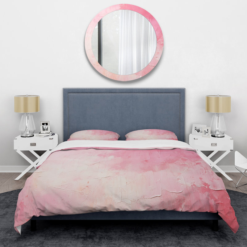 Ensemble de housse de couette or et rose Minimal Abstract River IV - Fuchsia