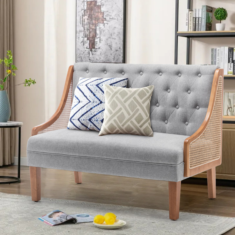 Bedell 48'' Upholstered Loveseat, Gray 100% Linen