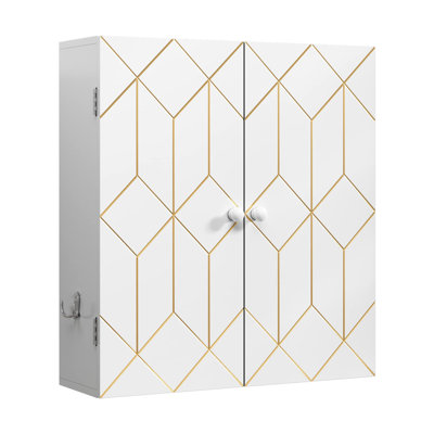 Wall-Mounted Bathroom Storage Cabinet with Adjustable Shelves and Side Hooks