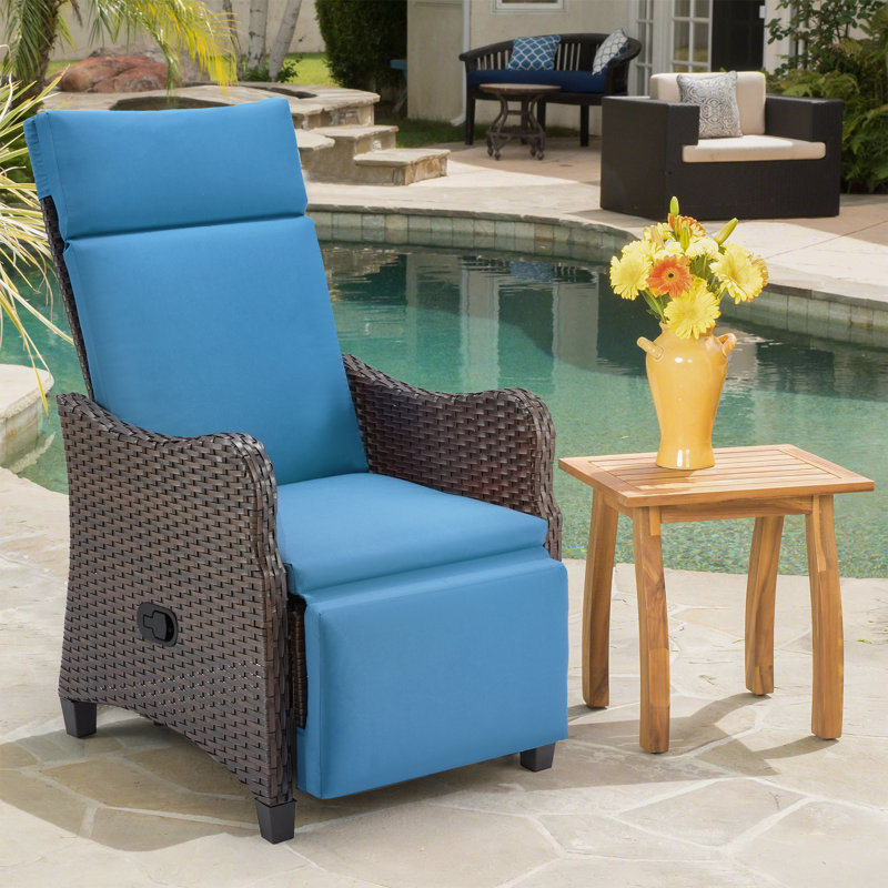 Bayview Wicker Outdoor Recliner Chair, Navy Blue