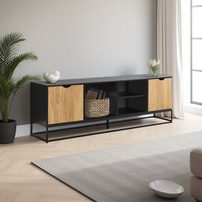 Meuble télé, console de 72 po, meuble multimédia, meuble de rangement, salon, métal, moderne, contemporain