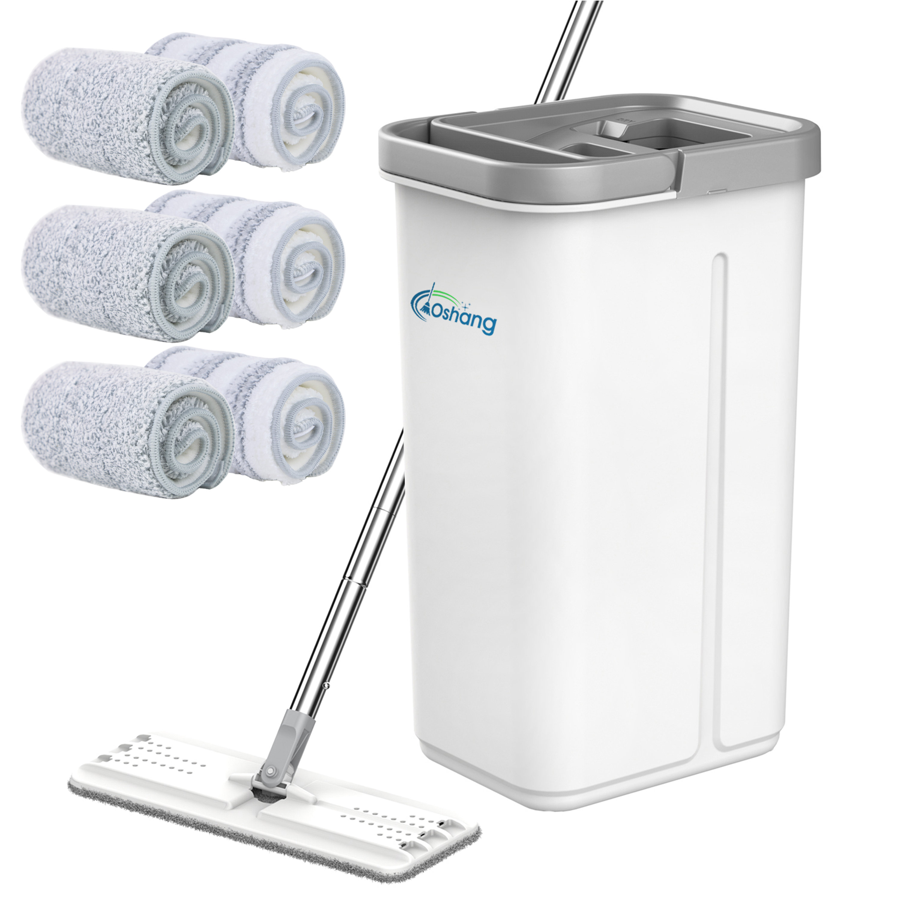 Spin Mop and Bucket w/ Wringer Set Floor Cleaning System Wet and Dry  Adjustable
