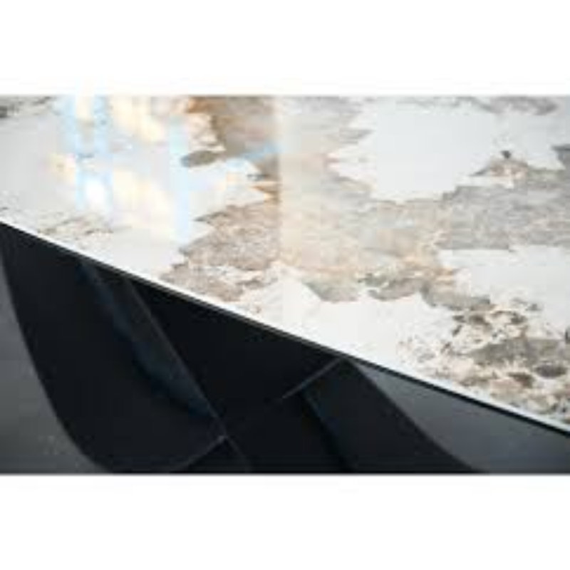 Table de salle à manger en marbre naturel massif avec bords arrondis, H 30 po x L 55 po x l 32 po