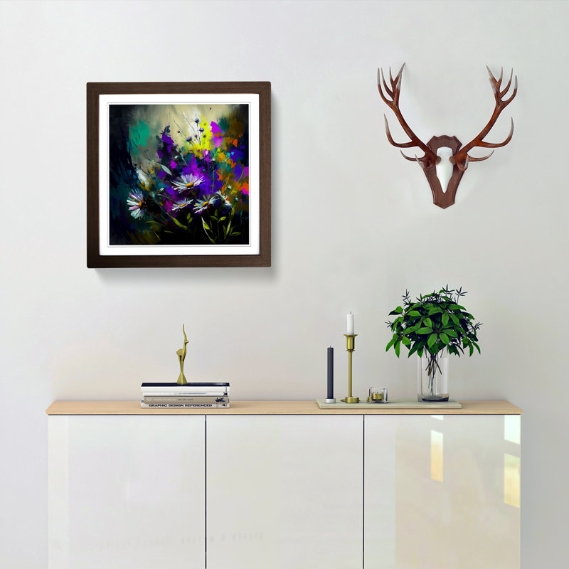 Wildflowers Abstract Expressionism No.4 - Framed Print, Walnut