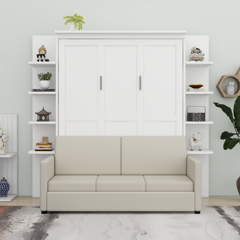 Murphy Bed With Sofa, White