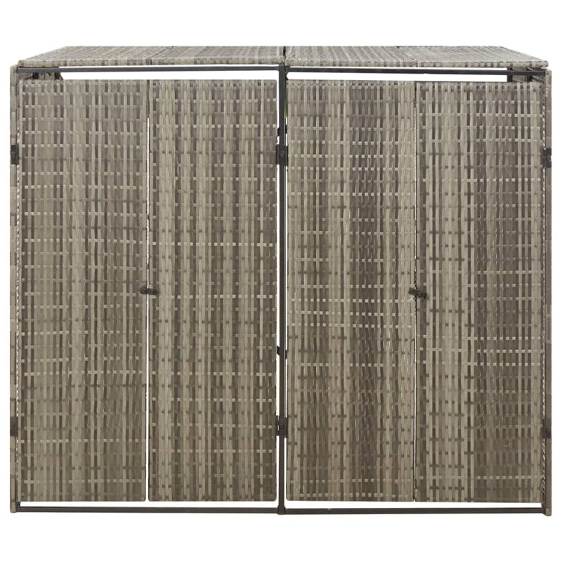 Double poubelle à roulettes 55,1 po x 31,5 po x 46,1 po en rotin pour l'extérieur