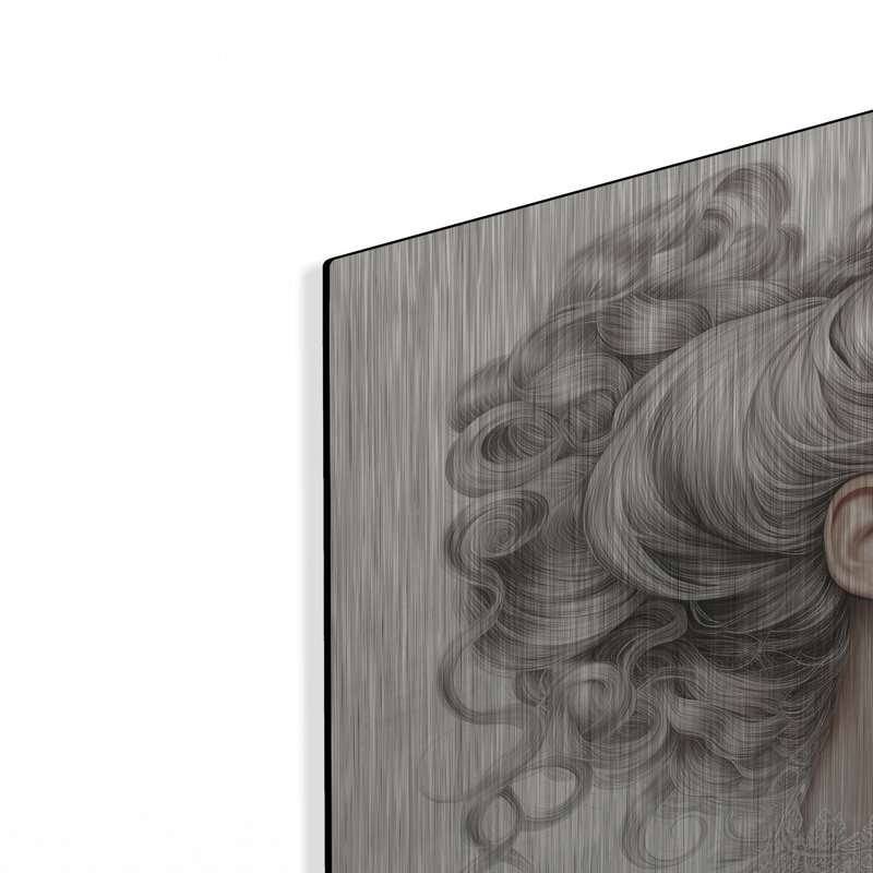 Art mural luxueux en métal «Sad Lady» par Momart, H 24 po x l 36 po