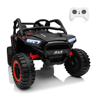 Voiture électrique 2 places noire pour enfants (24 V) avec télécommande parentale, musique Bluetooth, lumières DEL et cadeau amusant pour les filles