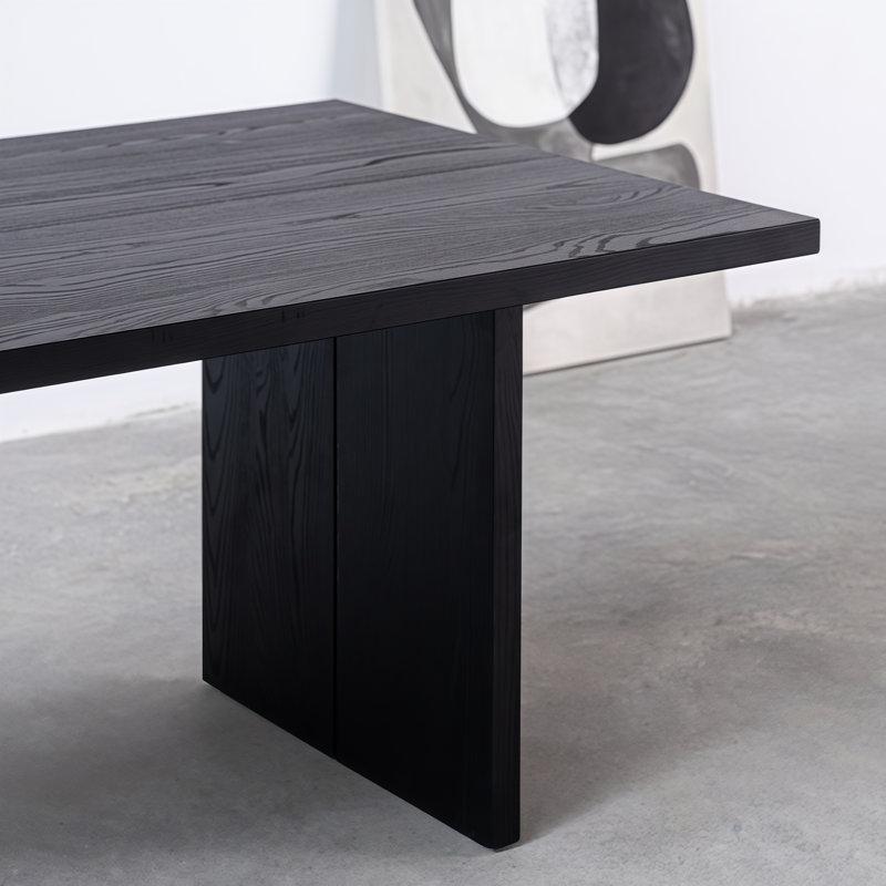 Table de salle à manger rectangulaire moderne en bois massif noir, H 29,5 po x L 86,6 po x l 35,4 po
