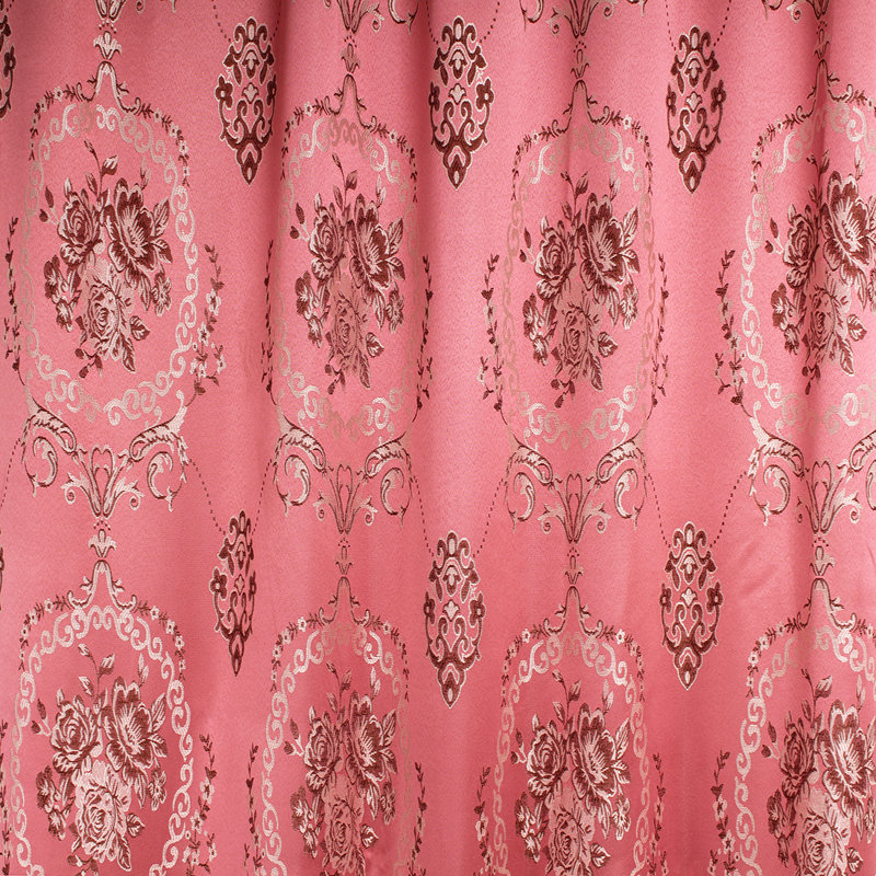 Rideau simple en jacquard de luxe avec cantonnière attachée, 54 par 84 pouces 10A14C6F457243A4A4E0ED9CA9602B17, Rose