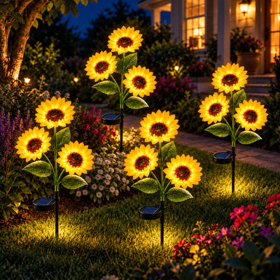 Solar Sunflower Garden Lights Waterproof LED Outdoor Flower Stake Lights for Yard Patio Christmas Decor