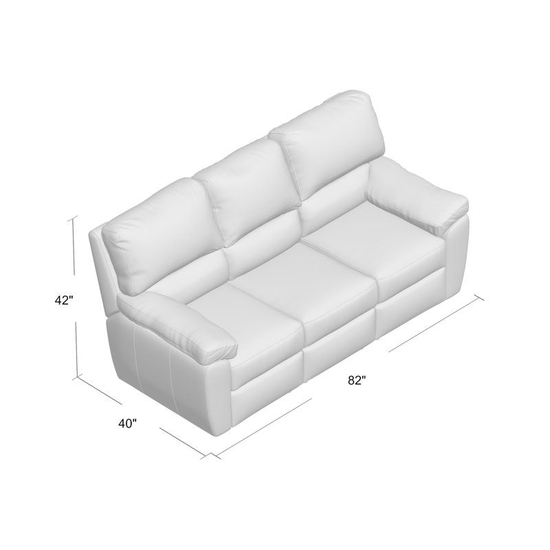 Canapé inclinable en cuir véritable avec accoudoirs coussinés de 82 po Vercelli, Galet Eugene, Électrique