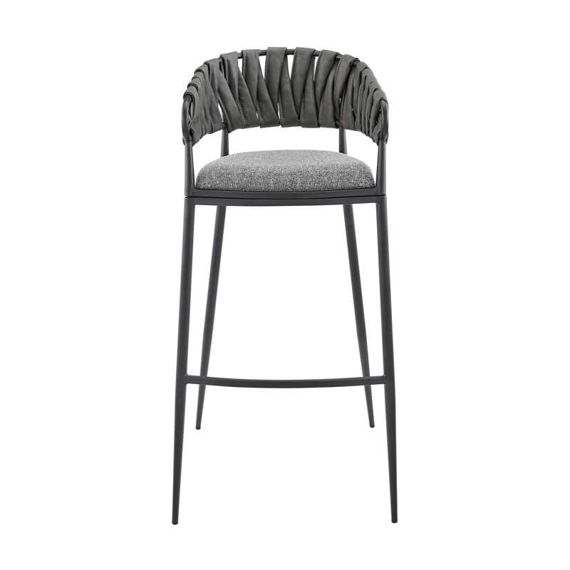 Tabourets de bar modernes, tissu gris et similicuir, idéal pour la cuisine
