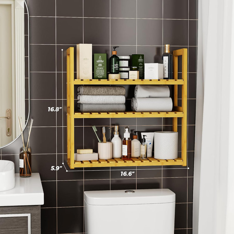Massuda 3 Piece Solid Wood Tiered Shelf with Adjustable Shelves, Natural Wood