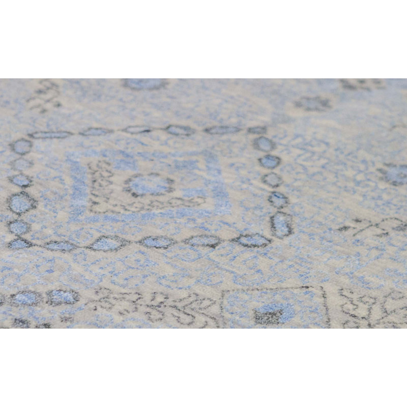 Hand-Knotted High-Quality Silver and Blue Area Rug