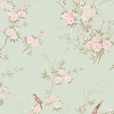 by Rachel Ashwell Bird Chinoiserie Floral 10m x 52cm Wallpaper Roll