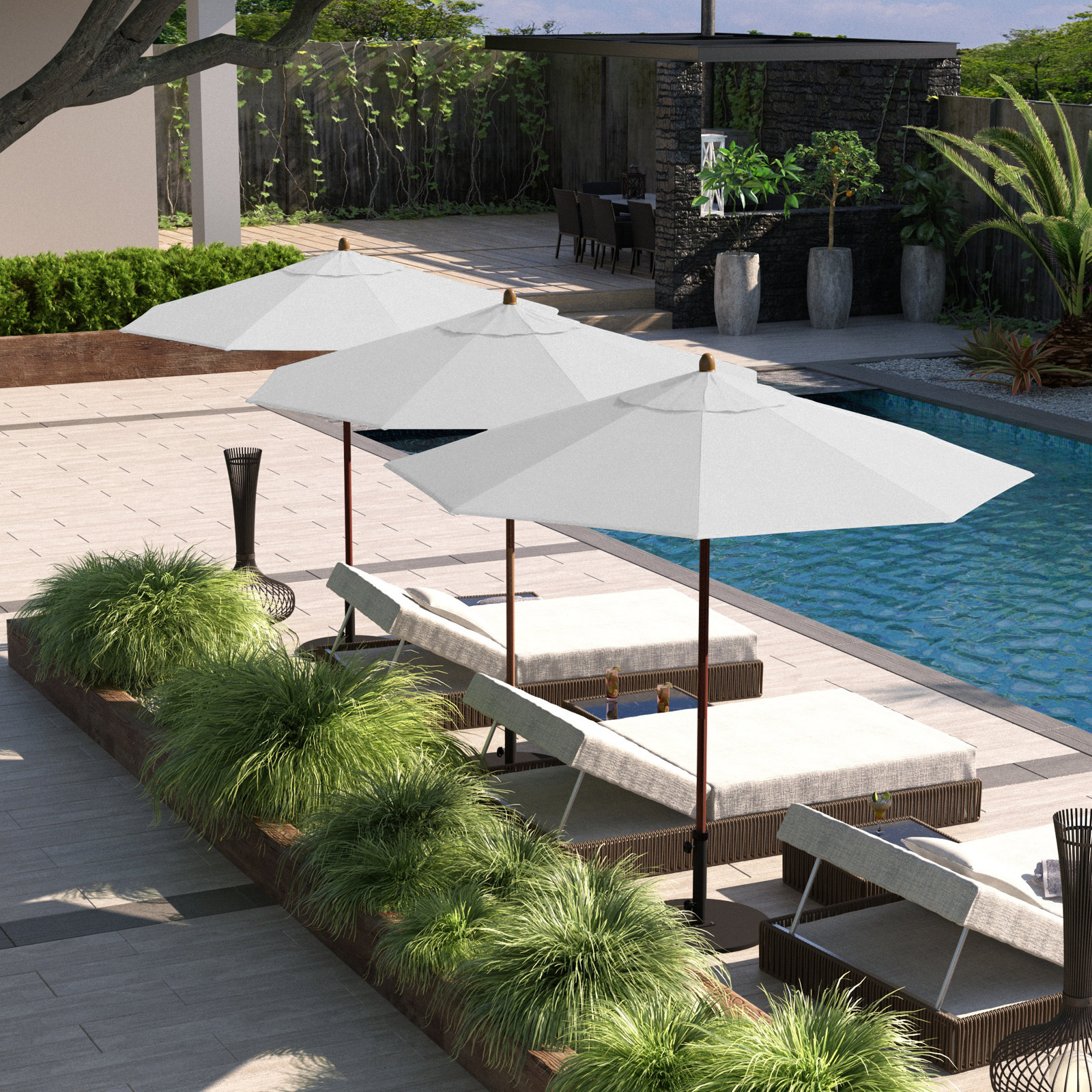 Sanna 104'' Sunbrella® Outdoor Umbrella, Canvas Natural Sunbrella® Canvas