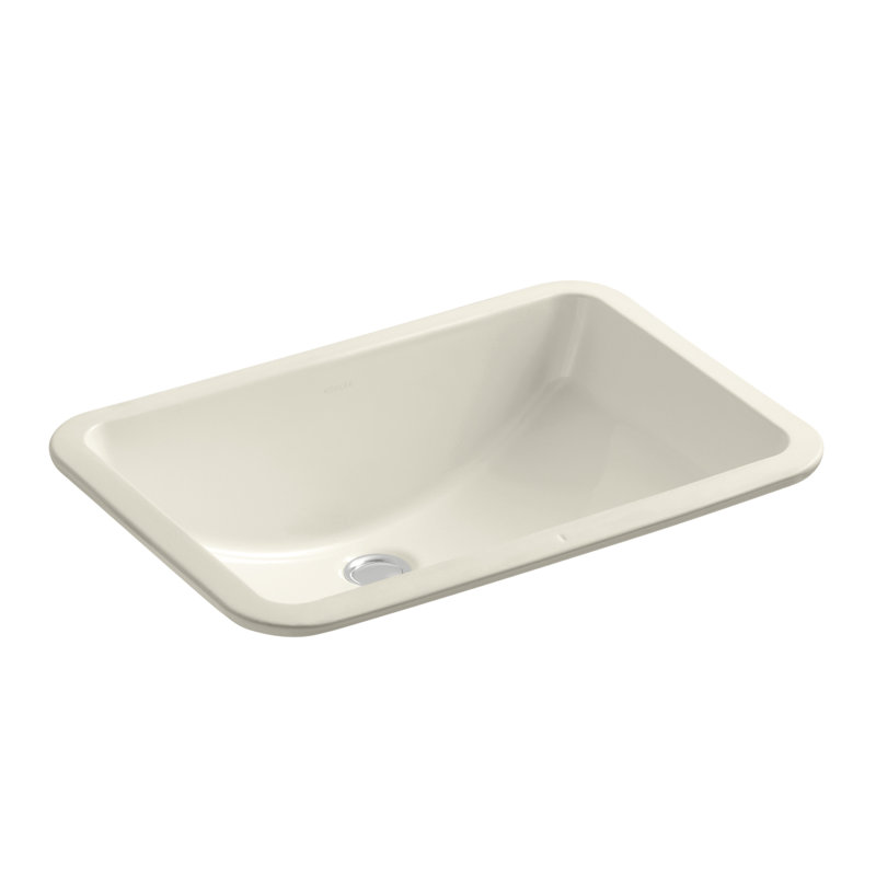 Ladena Vitreous China Rectangular Undermount Bathroom Sink, Almond