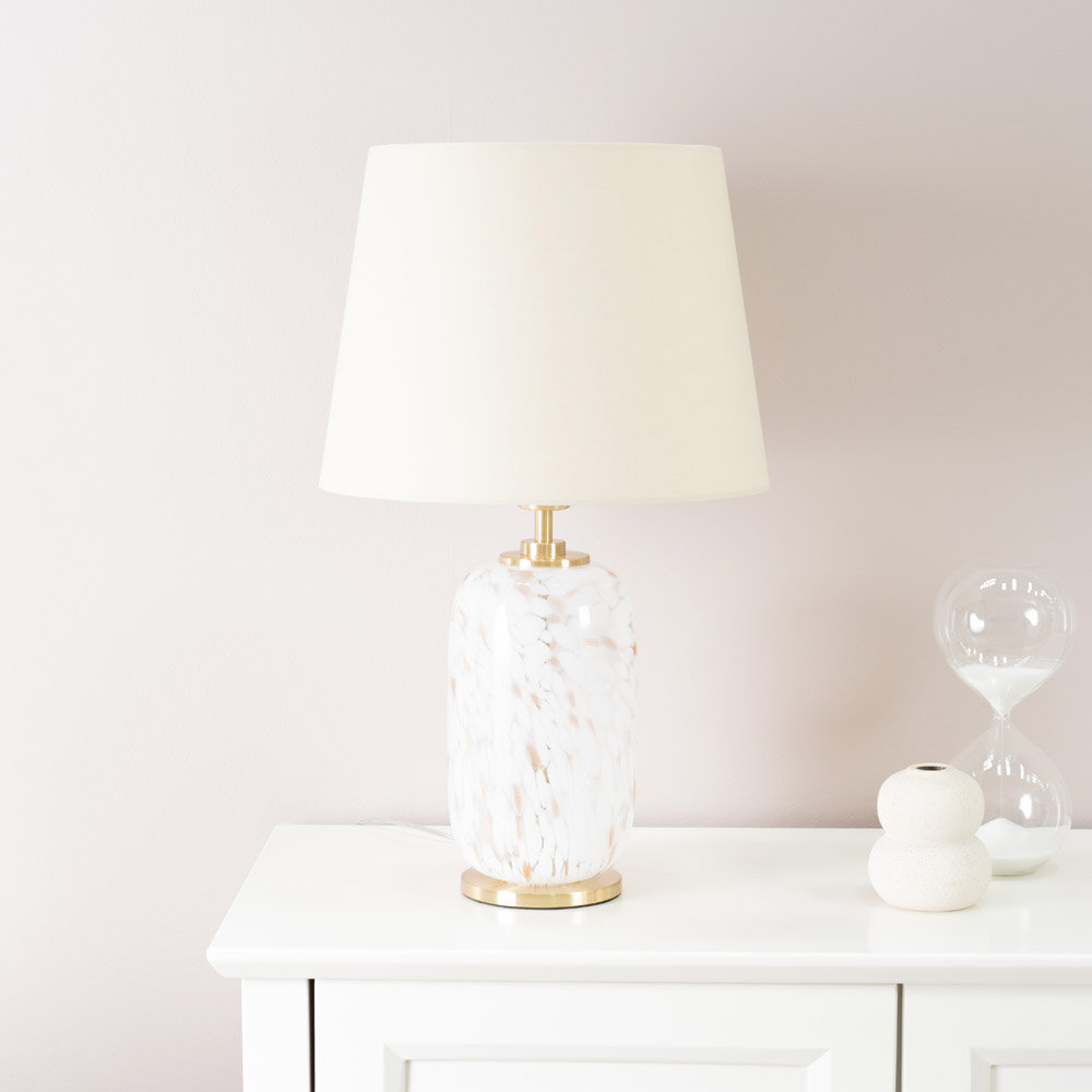 India White Confetti Glass Rounded Table Lamp Base