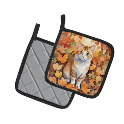 Paire de poignées pour chat manx en feuilles d'automne