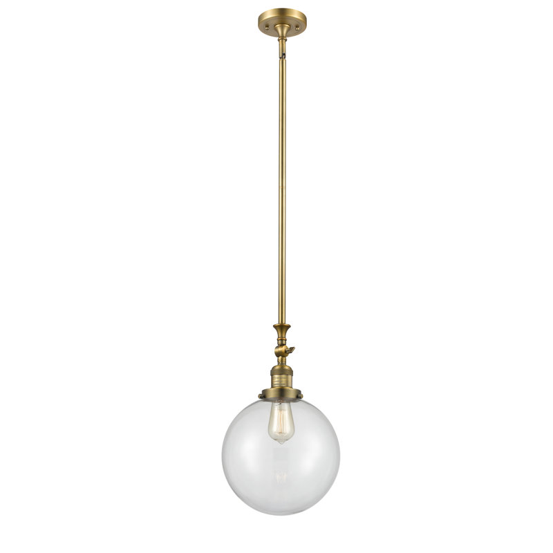 Luminaire suspendu sphère 1 lumière Hitterdal, Transparent, Laiton brossé, Ampoule non incluse