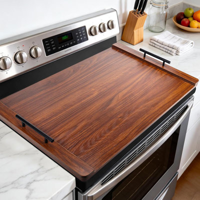 Couvercle de poêle à nouilles avec poignées, couvercles de poêle à bois pour cuisinière électrique et brûleurs à gaz, plateau de service décoratif en bois pour évier de cuisine