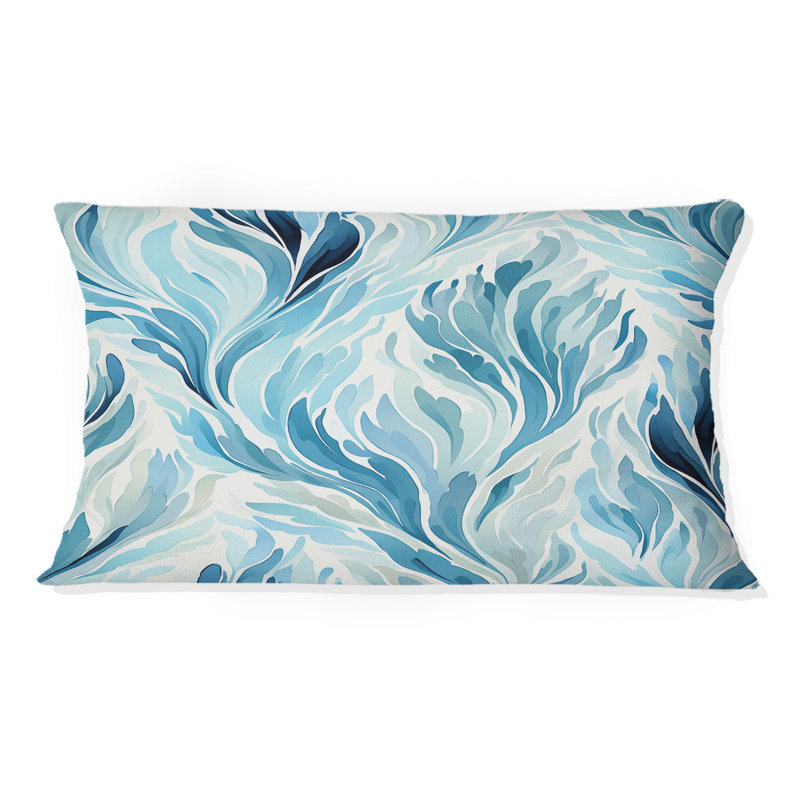 Oreiller en polyester Ikat Breeze II bleu et blanc