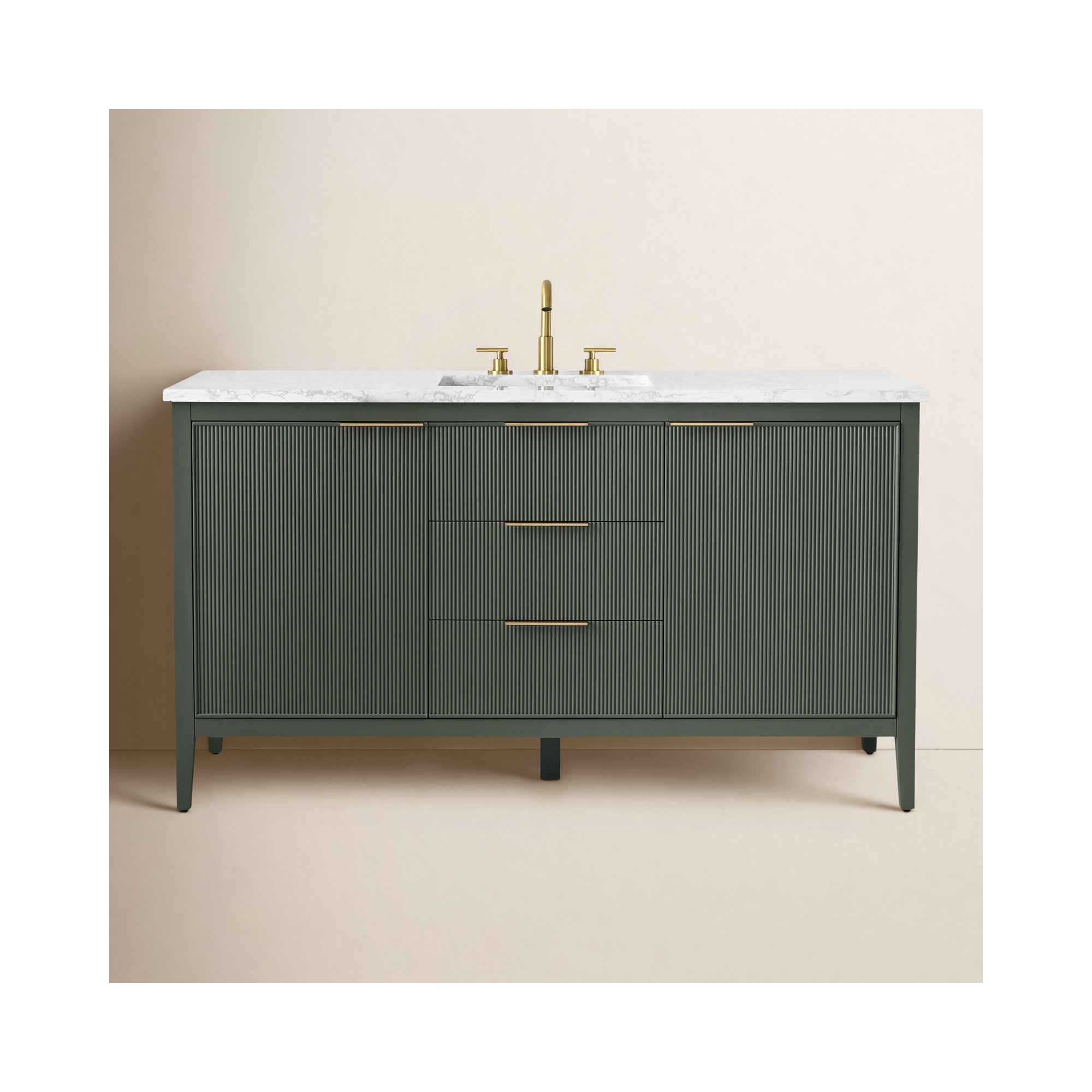 Bilroy 60" Single Vanity, Vintage Green/Brushed Bronze