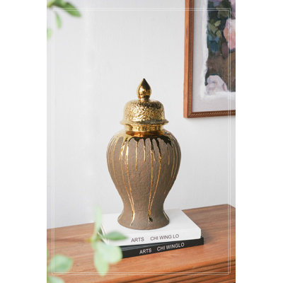 Pot à gingembre en céramique 8,5 x 8,5 x 16,3 po avec couvercle